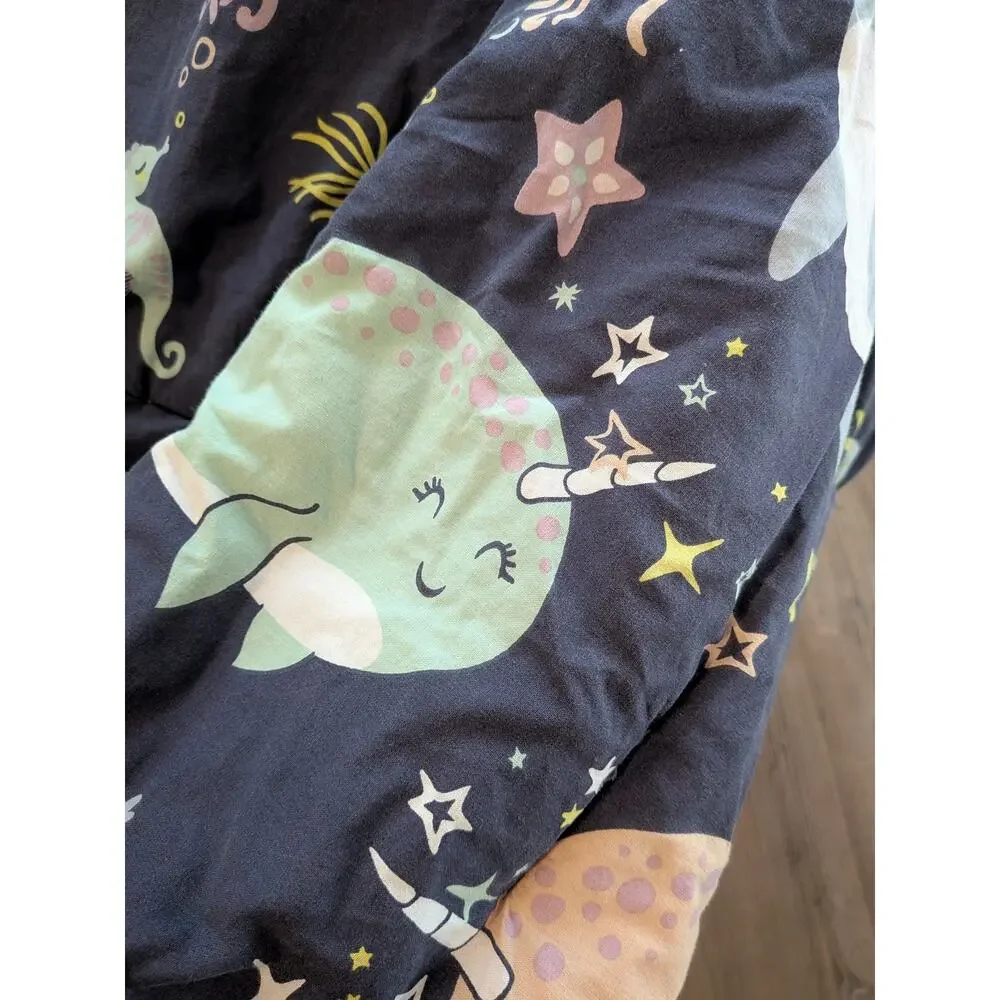Taylor & Olive Petunia Purple Narwhal Reversible Cotton Twin Comforter
